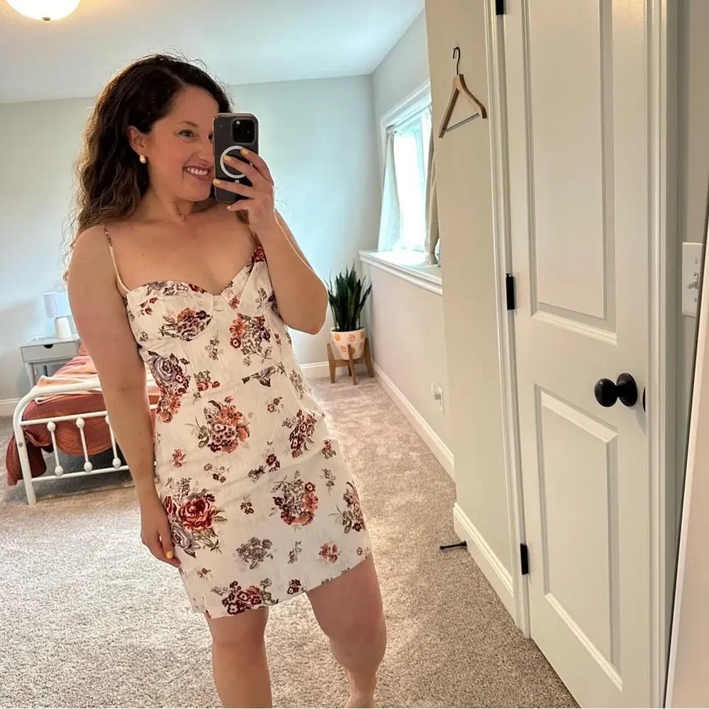 Brock Collection x H&M White Floral Bustier Mini Dress Medium